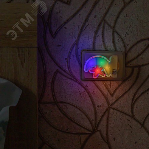 Светильник-ночник. Без выключателя месяц со звездочкой Блистер DTL-301-Месяц со звездочкой/RGB/4LED/0,5W - фото 3