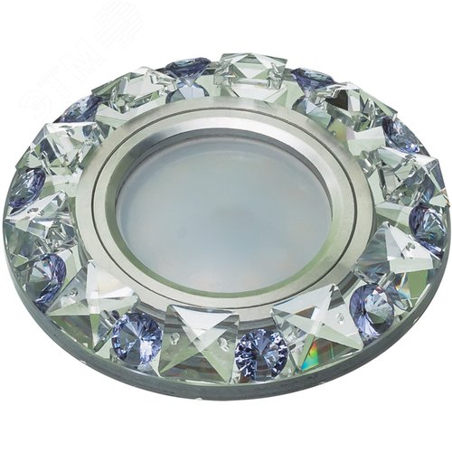 Светильник декоративный встраиваемый DLS-P123 GU5.3 CHROME/CLEAR+PURPLE без лампы металл, хром, отделка кристалл с элементами фиолетового ТМ Fametto - фото 2