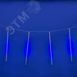 Гирлянда Занавес светодиодный фигурный Падающие звезды соединяемый 2,4х0,3м 8 подвесов 144 светодиода синий свет прозрачный провод ULD-E2403-144/DTK BLUE IP44 METEOR - фото 3