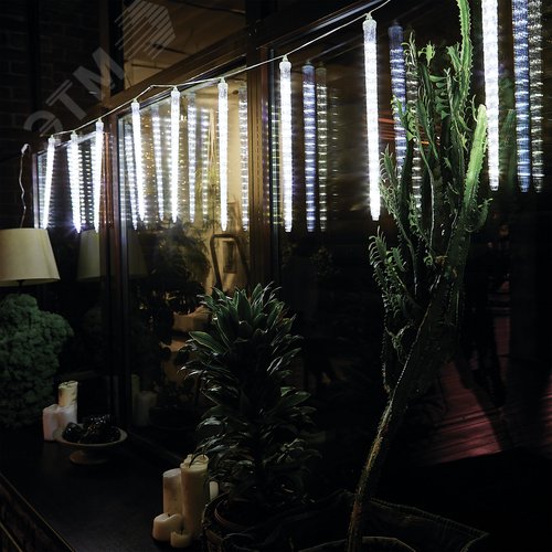 Гирлянда Занавес светодиодный фигурный Сосульки соединяемый 10 подвесов 300 светодиодов Размер 3х0,5м Цвет свечения белый IP44 прозрачный провод Упаковка картон ULD-E3005-300/DTK WHITE IP44 ICICLE - фото 7