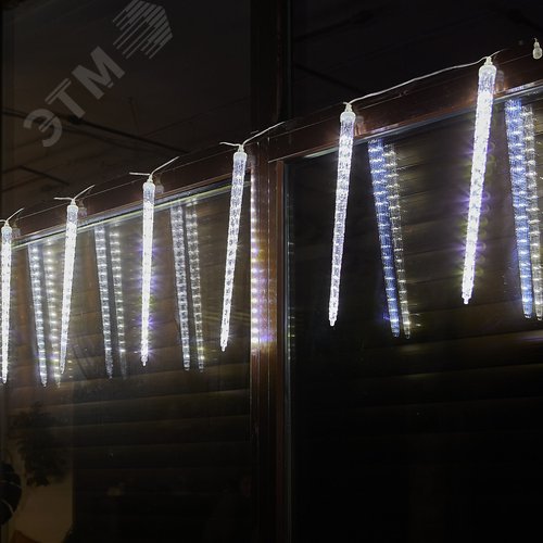 Гирлянда Занавес светодиодный фигурный Сосульки соединяемый 10 подвесов 300 светодиодов Размер 3х0,5м Цвет свечения белый IP44 прозрачный провод Упаковка картон ULD-E3005-300/DTK WHITE IP44 ICICLE - фото 8