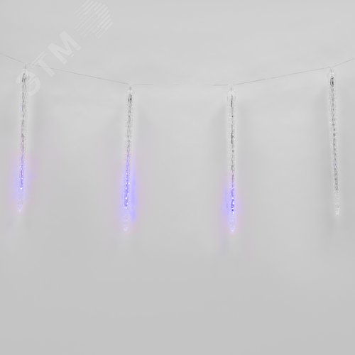Гирлянда Занавес светодиодный фигурный Сосульки соединяемый 10 подвесов 300 светодиодов Размер 3х0,5м Цвет свечения синий IP44 прозрачный провод Упаковка картон ULD-E3005-300/DTK BLUE IP44 ICICLE - фото 3