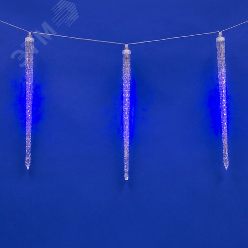 Гирлянда Занавес светодиодный фигурный Сосульки соединяемый 10 подвесов 300 светодиодов Размер 3х0,5м Цвет свечения синий IP44 прозрачный провод Упаковка картон ULD-E3005-300/DTK BLUE IP44 ICICLE - фото 5
