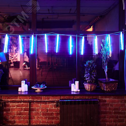 Гирлянда Занавес светодиодный фигурный Сосульки соединяемый 10 подвесов 300 светодиодов Размер 3х0,5м Цвет свечения синий IP44 прозрачный провод Упаковка картон ULD-E3005-300/DTK BLUE IP44 ICICLE - фото 7