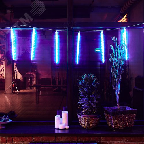 Гирлянда Занавес светодиодный фигурный Сосульки соединяемый 10 подвесов 300 светодиодов Размер 3х0,5м Цвет свечения синий IP44 прозрачный провод Упаковка картон ULD-E3005-300/DTK BLUE IP44 ICICLE - фото 8