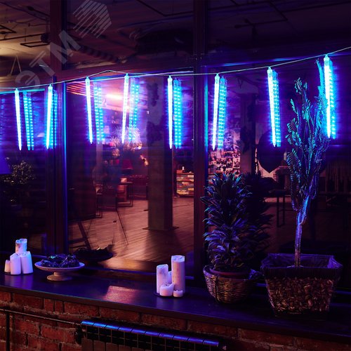 Гирлянда Занавес светодиодный фигурный Сосульки соединяемый 10 подвесов 300 светодиодов Размер 3х0,5м Цвет свечения синий IP44 прозрачный провод Упаковка картон ULD-E3005-300/DTK BLUE IP44 ICICLE - фото 9