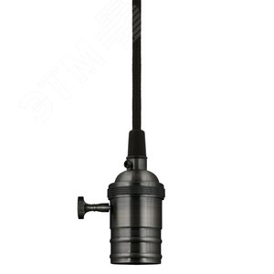 Патрон декоративный ''Vintage'' с проводом (1 м) и креплением, выключатель поворотный, алюминий, черный жемчуг - фото 3