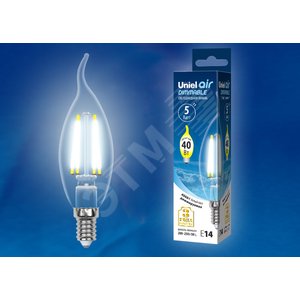 Лампа светодиодная LED 5вт 200-250В свеча на ветру диммируемая 450Лм Е14 4000К Air филамент UL-00002865 Uniel - 2