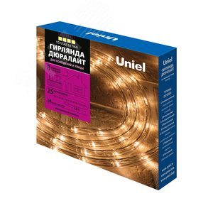 Гирлянда светодиодная Дюралайт 25 м С контроллером Теплый белый провод ULD-D50 25 м/С08 IP44 WARM WHITE - фото 1