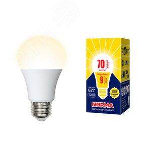 Лампа светодиодная Форма A матовая  Norma Теплый (3000K) LED-A60-9W/3000K/E27/FR/NR UL-00005622 Uniel