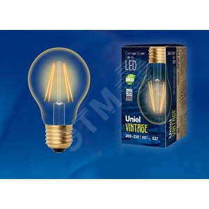 Лампа светодиодная декоративная LED 6вт 220-250В форма А 540Лм Е27 2250К золотая колба Vintage - фото 2