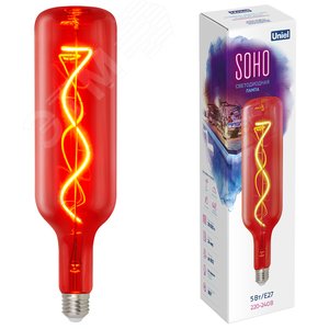 Лампа светодиодная SOHO LED-SF21-5W/SOHO/E27/CW RED GLS77RD Красная колба Спиральный филамент UL-00007626 Uniel