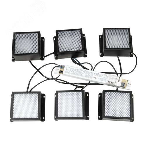 Светильники светодиодные потолочные встраиваемые Грильято 42 Вт для ячеек 100х100мм комплект из 6 штук белый свет 4000K 5208Лм корпус черный в комплекте с источником питания ULP-1010 42W/4000К IP40 GRILYATO BLACK KIT06 - фото 1