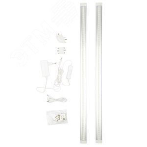 Изображение товара Светильники светодиодные для мебели UЛм-F45-2x6W/4500K IP20 SILVER набор из 2-х шт Механический выключатель 600х25х8мм 2х500Лм (шт)