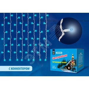 Гирлянда Занавес светодиодный с эффектом мерцания 3х2 м Соединяемый 240 светодиодов синий свет белый провод ULD-C2030-240/TWK BLUE IP67 - фото 2