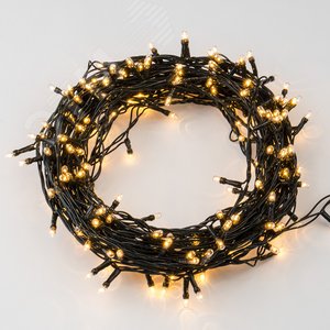 Гирлянда с контроллером 10 м 200 миниламп накаливания теплый зеленый провод WARM WHITE IP20 MINI - фото 1