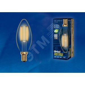 Лампа светодиодная декоративная LED 5вт 220-250В свеча 420Лм Е14 2250К золотая колба Vintage - фото 2