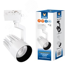 Светильник-прожектор ULB-Q274 30W/4000К WHITE светодиодный трековый 3000 Лм Белый свет (4000К) Корпус белый ТМ Volpe - фото 1
