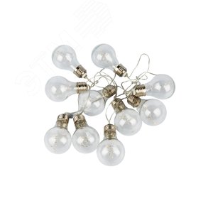 Гирлянда светодиодная Лампочки ретро-1 на батарейках 3AA не в/к 18м 50 светодиодов Теплый белый свет прозрачный провод ULD-S1800-050/STB/3AA WARM WHITE IP20 RETRO BULBS-1 TM - фото 1