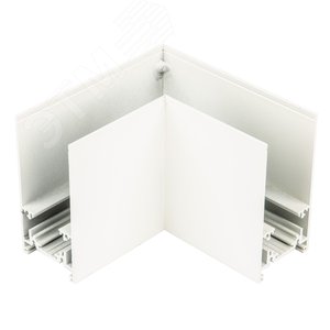 Коннектор UBX-MS21/35 WHITE для накладных магнитных шинопроводов, 35 мм. Угловой. Горизонтальный. Белый. - фото 1