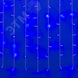 Занавес светодиодный с эффектом мерцания 3х2м Соединяемый 240 светодиодов Синий свет Провод прозрачный - фото 1