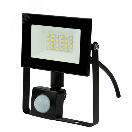 Прожектор светодиодный с датчиком движения и освещенности Дневной свет 6500K ULF-F62-30W/6500K SENSOR IP54 200-240В BLACK Корпус черный - фото 1