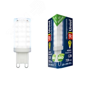 Лампа светодиодная прозрачная Белый свет 4000К LED-JCD-9W-4000K-G9-CL GLZ09TR - фото 1