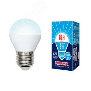 Лампа светодиодная LED-G45-9W/NW/E27/FR/NR Форма шар, матовая.  Norma. (4000K).