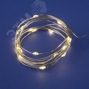 Гирлянда светодиодная на батарейках 2AA не в/к Роса 2 м 20 светодиодов Теплый белый свет Провод медный - фото 2