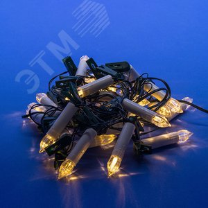 Гирлянда светодиодная Свечки 6 м 30 светодиодов Теплый белый свет Постоянное свечение зеленый провод ULD-S0600-030/SGA WARM WHITE IP20 CANDLES - фото 1