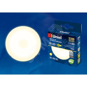 Лампа светодиодная GX53 LED 6вт 210-240В 470Лм 3000К матовая UL-00001670 Uniel - 2