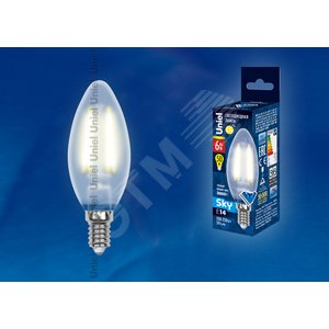 Лампа светодиодная LED 6вт 200-250В свеча матовое 500Лм Е14 3000К Sky филамент - фото 2