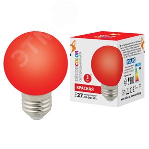 Лампа декоративная светодиодная LED-G60-3W/RED/E27/FR/С Форма шар матовая Цвет красный Картон ТМ Volpe - фото 1