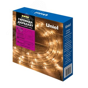 Гирлянда светодиодная Дюралайт 8м ULD-D50 8M/С08 IP44 WARM WHITE С контроллером Теплый белый свет Провод белый - фото 2