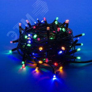 Гирлянда светодиодная с эффектом мерцания 10 м соединяемая 120 светодиодов, разноцветный свет, черный провод ULD-S1000-120/TBK MULTI IP67 - фото 1