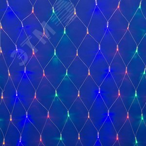 Сетка светодиодная с эффектом мерцания 1.5х1.5м соединямая 96 светодиодов разноцветный свет прозрачный провод ULD-N1515-96/TTK MULTI IP44 - фото 1