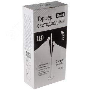 Торшер UЛм-T600 2х6W/4500K/DIM BLACK напольный светодиодный 2х6W Сенсорный выключатель Диммер черный - фото 2