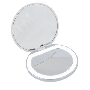Зеркало карманное ULK-F72 DIM/RECH WHITE с подсветкой (1Х+2Х) с диммером Серия Backstage Аккумулятор Li-Ion 300мАч в/к Белый - фото 1