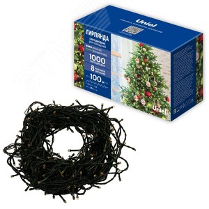 Гирлянда ULD-S10000-1000/DGA WHITE IP20 светодиодная, 100 м, 1000 светодиодов, зеленый провод - фото 1