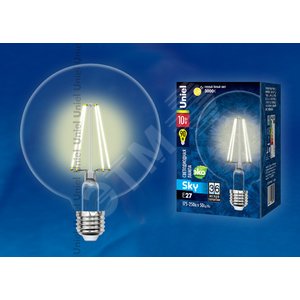 Лампа светодиодная LED 10вт 200-250В шар прозрачное 850Лм Е27 3000К Sky филамент - фото 2