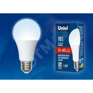 Лампа светодиодная низковольтная LED 10вт,E27,24-48В,белый,А60,матовая UNIEL UL-00002382 Uniel - 2