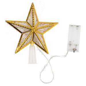 Украшение светодиодное для елки Звезда-4 на батарейках 2АА не в/к 15 см 10 светодиодов Разноцветный свет Прозрачный провод ULD-H1515-010/DTB/2AA MULTI STAR-4 - фото 1