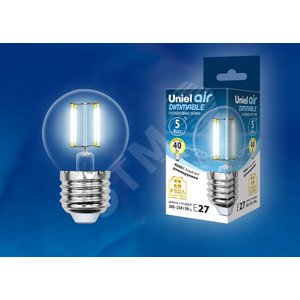 Лампа светодиодная LED 5вт 200-250В шар диммируемый 450Лм Е27 4000К Air филамент - фото 2