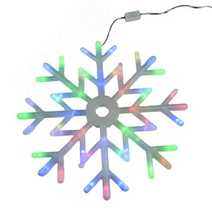 Фигура светодиодная Снежинка 40х40см Подвесная 48 светодиодов RGB свет прозрачный провод ULD-H4040-048/DTA RGB IP20 SNOWFLAKE TM - фото 1