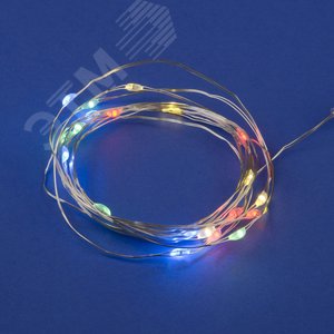 Гирлянда светодиодная на батарейках 2AA не в/к Роса 2 м 20 светодиодов разноцветный свет медный провод ULD-S0200-020/SСB/2AA MULTI IP20 DEW - фото 2