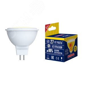 Лампа светодиодная LED-JCDR-10W/WW/GU5.3/NR Форма JCDR, матовая.  Norma. Теплый (3000K). UL-00003843 Uniel