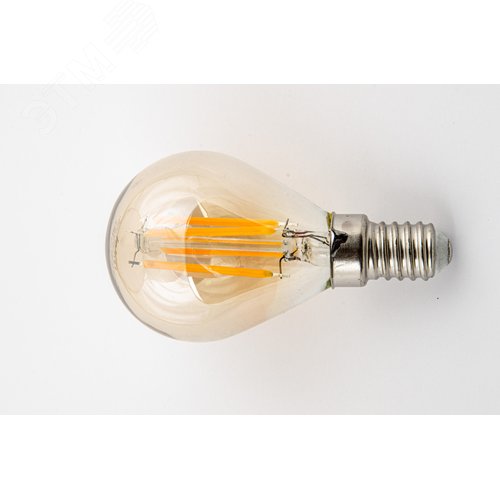 Лампа светодиодная Vintage 5 Вт Форма шар золотистая колба Картон ТМ LED-G45-5W/GOLDEN/E14 GLV21GO - фото 3