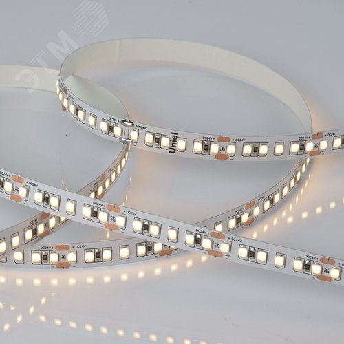 Изображение товара Лента гибкая светодиодная на самоклеящейся основе. ULS-2835-168LED/m-10мм-IP20-DC24V-14W/m-5м-3000K Катушка 5 м. в герметичной упаковке. (3000K) (шт)