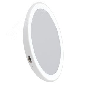 Зеркало карманное ULK-F73 SW/DIM/RECH WHITE с подсветкой с диммером Backstage Аккумулятор Li-Ion 150мАч в/к Теплый свет(3000К)/(4000К)/Дневной свет(6500К) белый - фото 1