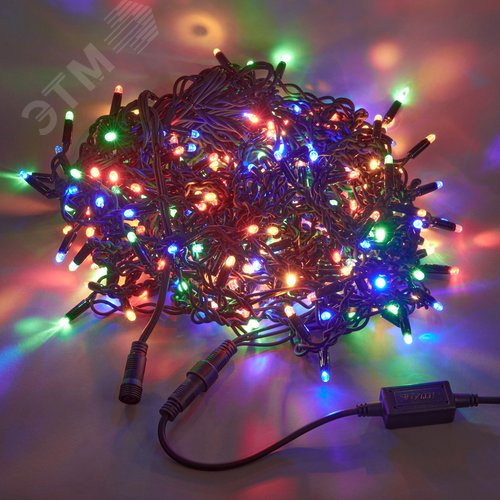 Бахрома светодиодная с эффектом мерцания 5м Соединяемая 300 светодиодов Красный желтый синий зеленый свет Провод черный ULD-B5007-300/TBK MULTI IP67 - фото 2